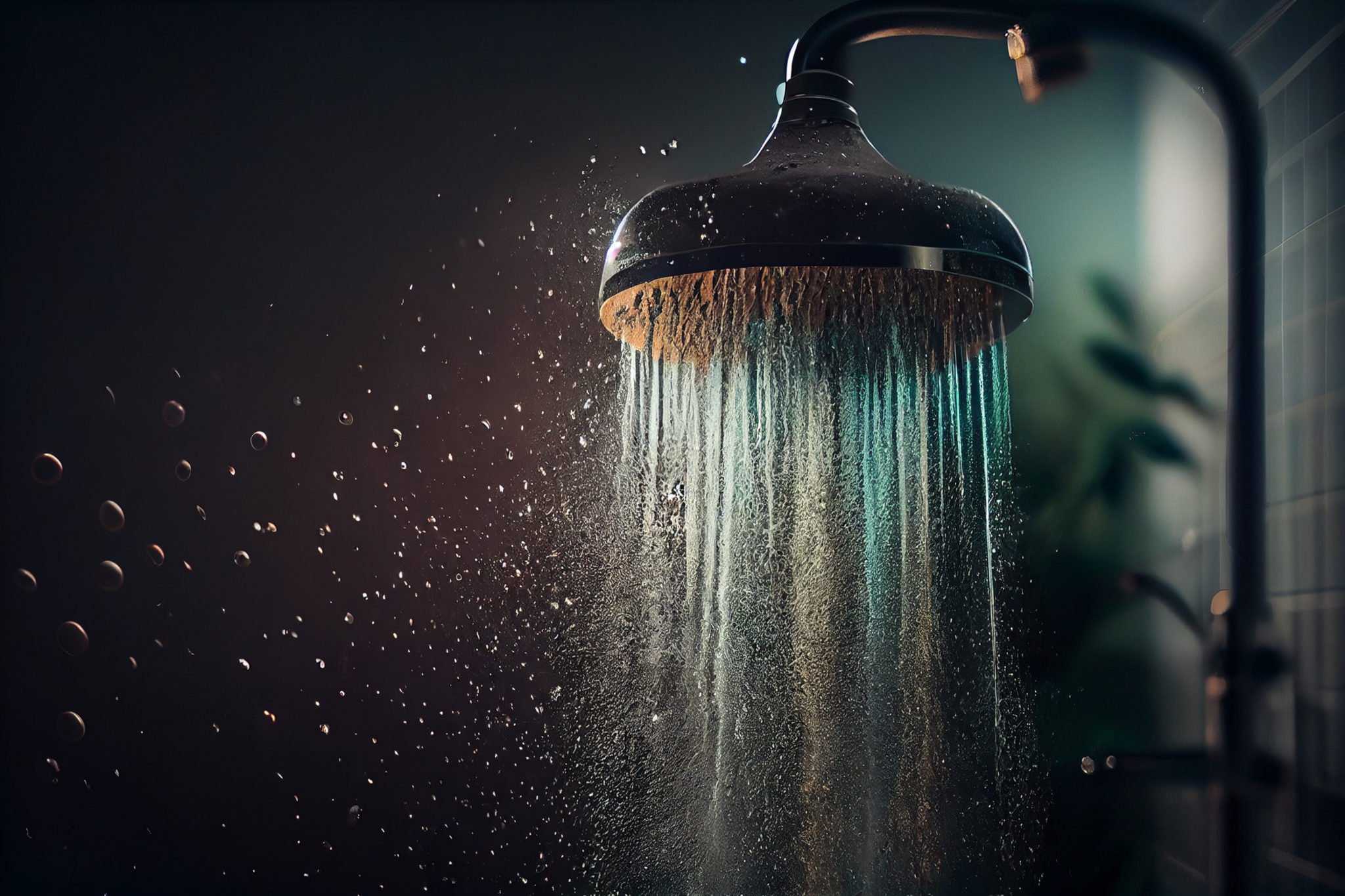 shower with flowing water and steam.generative ai